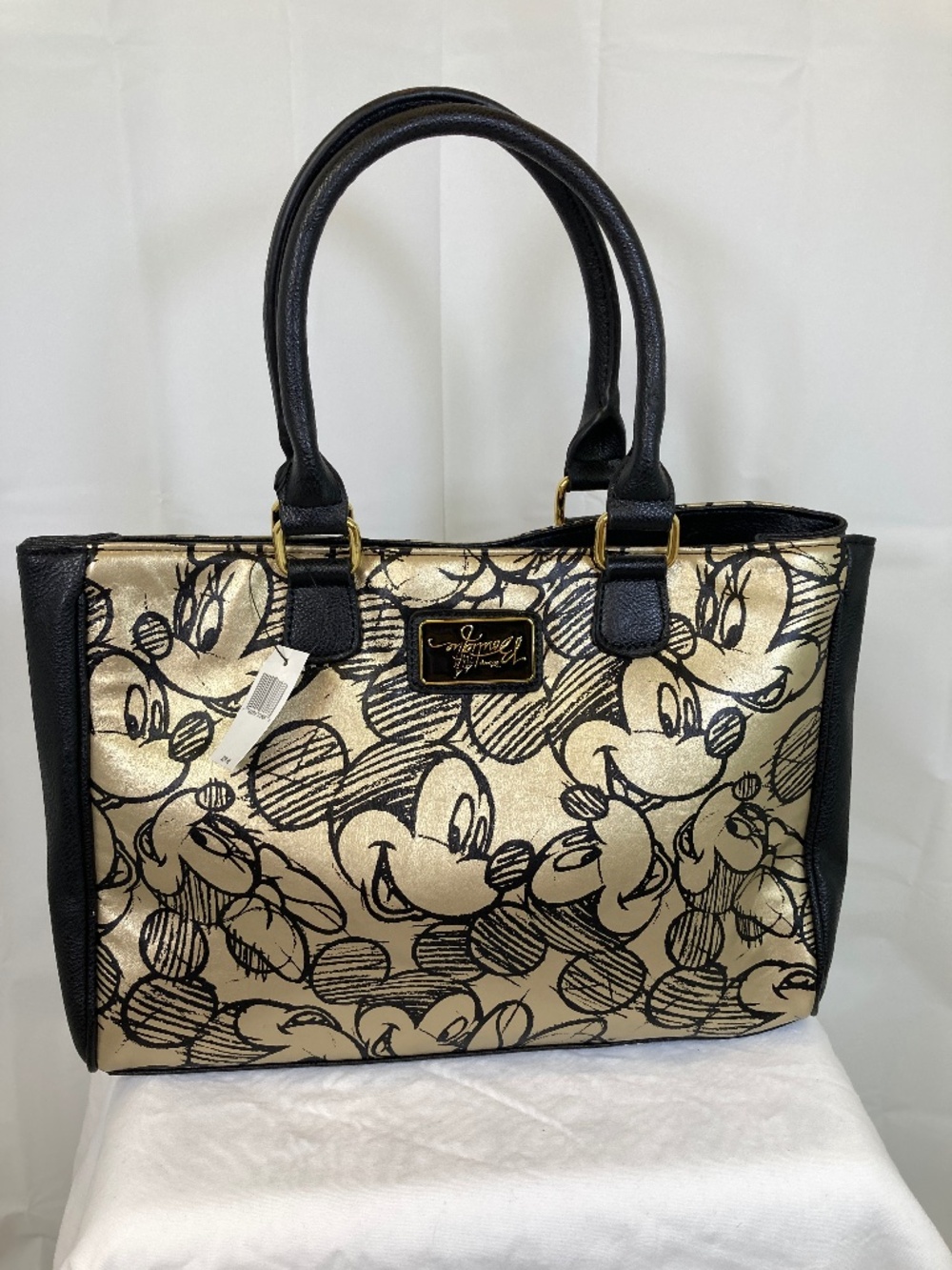 Disney Boutique Mickey and Minnie Mouse Gold Purse Tote Some Flaws NWT Unique